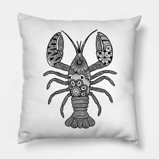 Lobster (black and white vertical) Pillow