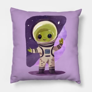 Cute Watercolor Space Alien Astronaut Pillow