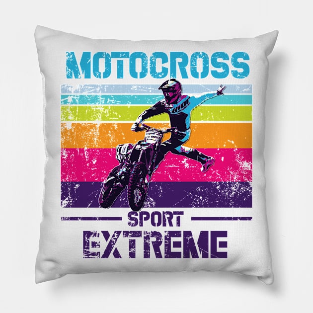 motocross racing Pillow by ANIMEPEDIA