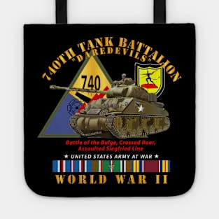 740th Tank Battalion - Daredevils - w Tank w SSI WWII  EU SVC Tote