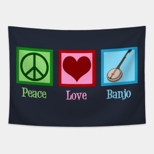 Peace Love Banjo Tapestry