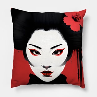 Japanese geisha girl face Pillow