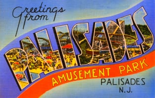Greetings from Palisades Amusement Park - Vintage Large Letter Postcard Magnet