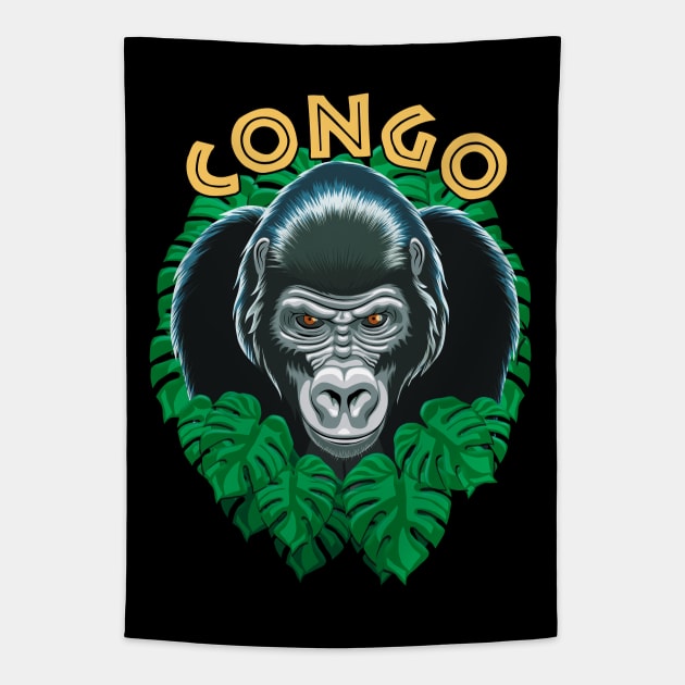 Gorilla's Face | Congo Tapestry by TMBTM