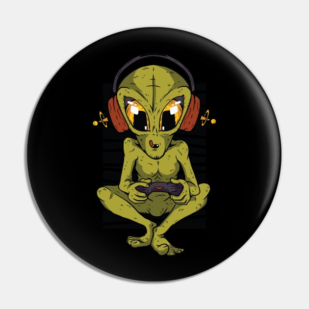 UFO Alien Extraterrestrial Gamer Sci-fi Game is Life Pin by OfCA Design