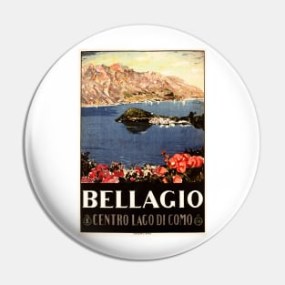 BELLAGIO Lake Como ITALY Holidays Retro Travel Advertising Pin