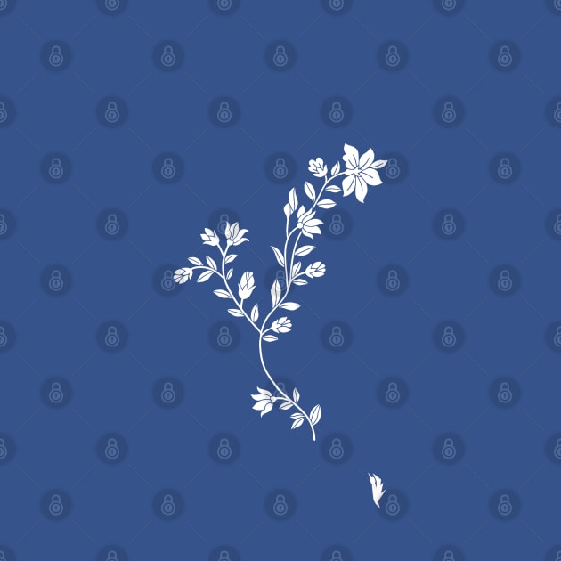 White flower , folk motif by Bird