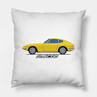 240z Fairlady classic sport coupe side yellow Pillow