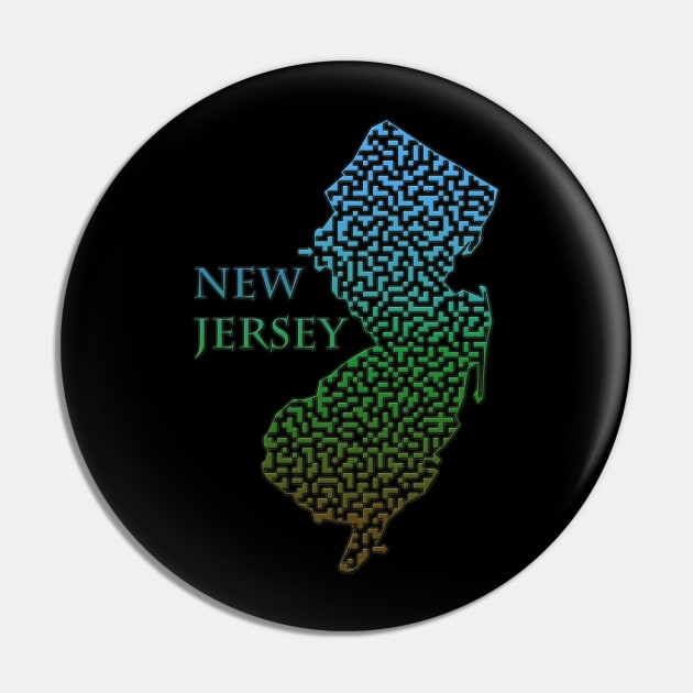 New Jersey State Outline Maze & Labyrinth Pin by gorff