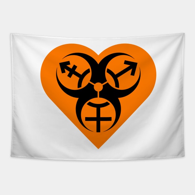 Trans Biohazard - Safety Orange Heart Tapestry by GenderConcepts