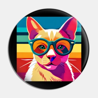 Feline Cool: Pop Art Cat Wearing Sunglasses Pin