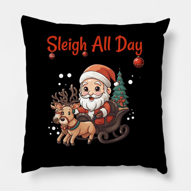 Sleigh All Day Pillow by ToonSpace