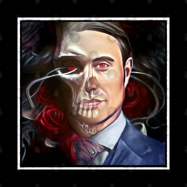 Hannibal with Skull and Roses Surreal Art by OrionLodubyal