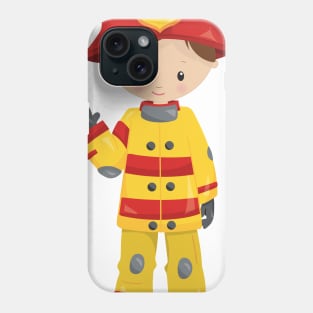 Fireman, Firefighter, Firefighting, Brown Hair Phone Case