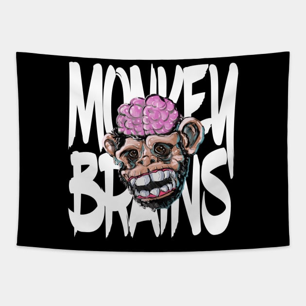 Monkey Brains Black Shirt Color Tapestry by GodsBurden