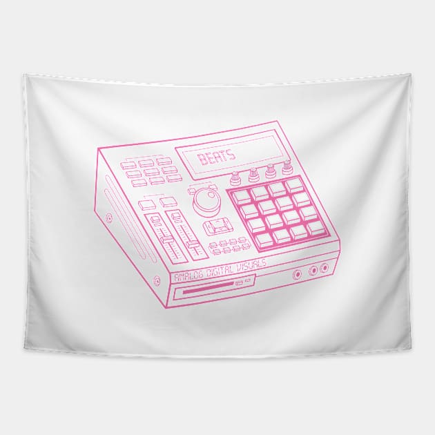 Beat Maker (Cyclamen Pink Lines) Analog / Music Tapestry by Analog Digital Visuals