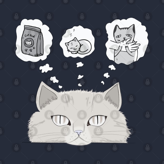 Cute Grey Cat Thinking by ahstud 