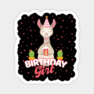 'Alpaca Llama Cactus Birthday Girl' Alpaca Llama Gift Magnet