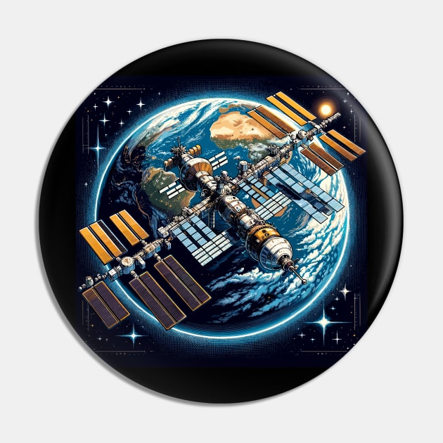 Mir Space Station - Orbiting Earth Pin by Graphic Wonders Emporium