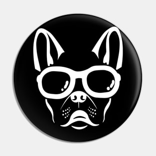 white french bulldog head Pin