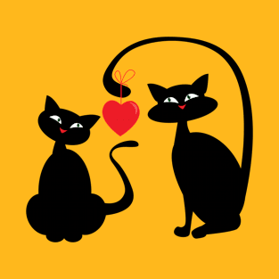 Two Balck Cat Lover Smile Hurt Love T-Shirt