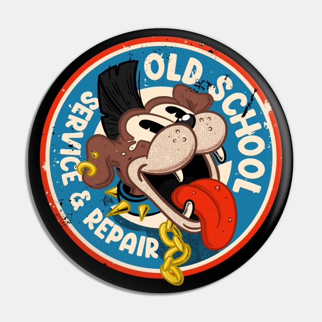 Punk Dog Old School Car Mechanic Service and Repair Pin by szymonkalle