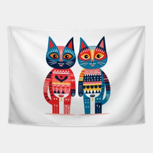 Mexican Alebrijes,Huichol Art,Papel Picado- cat Tapestry