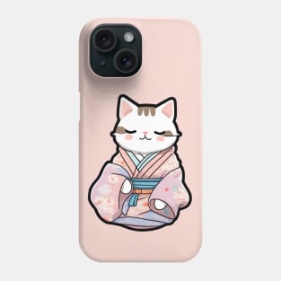 Cute cat in a kimono Phone Case