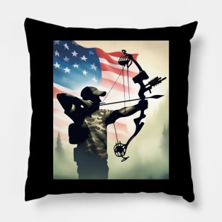 Camo American Flag Bowhunting Bow Archery Deer Hunting Pillow