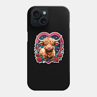 Adorable Valentine's Darling: Baby Highland Cow Phone Case