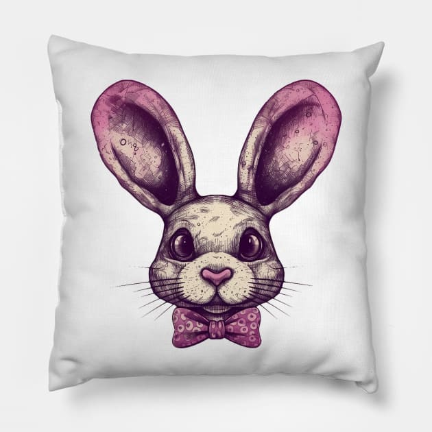 Bow tie bunny Pillow by stkUA