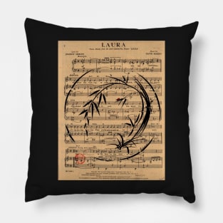 Laura - Sumie Enso Ink Brush Painting on Vintage Sheet Music Pillow