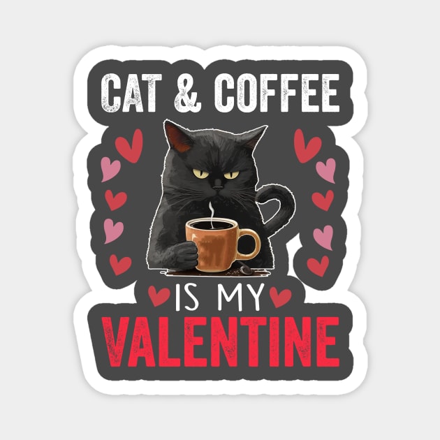 Black Cat Coffee Is My Valentine | Funny Valentine's Day Cat Magnet by ArtistTee ⭐⭐⭐⭐⭐