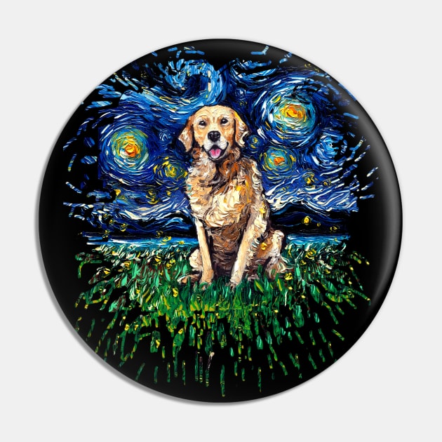 Golden Retriever Night (version 2) Pin by sagittariusgallery