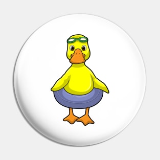 Duck at Swimming with Swim ring Pin