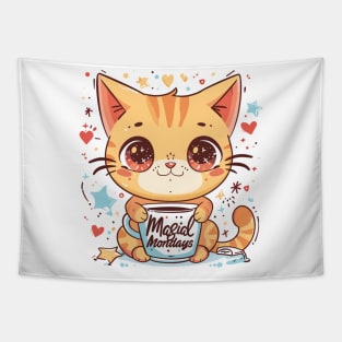 Magical Mondays: Kawaii Cat with Coffee Tapestry