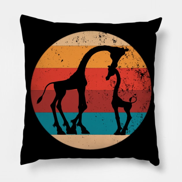 Vintage Giraffe Lover Retro Style Silhouette Gift Pillow by Grabitees