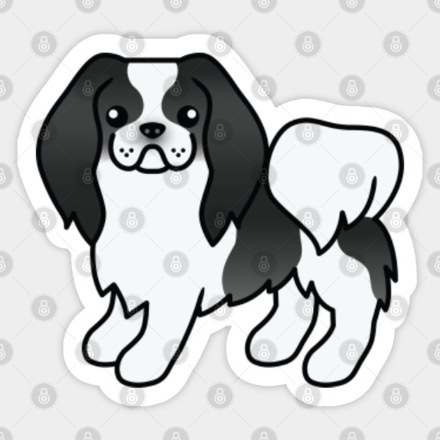 Black And White Japanese Chin Dog Cute Cartoon Illustration Japanese Chin Sticker Teepublic Au
