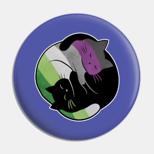 Aroace Yin Yang Cat LGBT Asexual Aromantic Pride Flag Pin