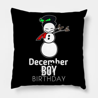 December Birthday Boy - Dabbing Winter Snowman Pillow