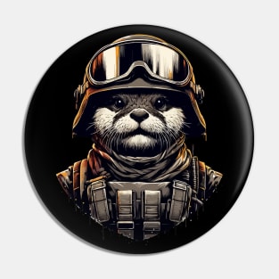 Otter Soldier in Helmet Pin