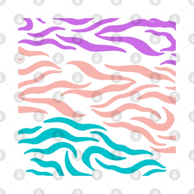 Violet Pink Blue wavy pattern in Whte by Shineyarts