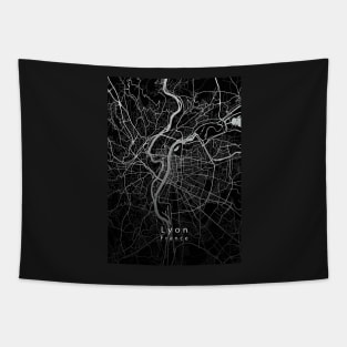 Lyon France City Map dark Tapestry