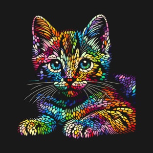 Rainbow Kitten Mosaic Portrait T-Shirt