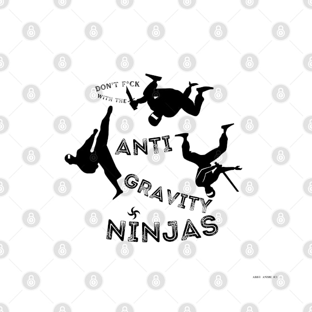 Anti Gravity Ninjas (White Over Black) By Abby Anime(c) by Abby Anime