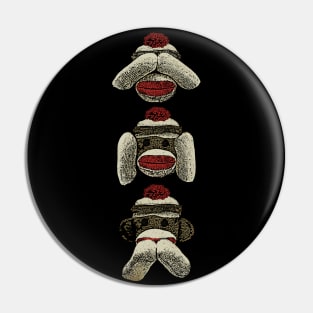 Three Wise Sock Monkeys Pin