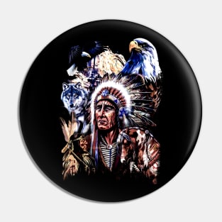 American Indigenous Art Native Indian Headdress Pin