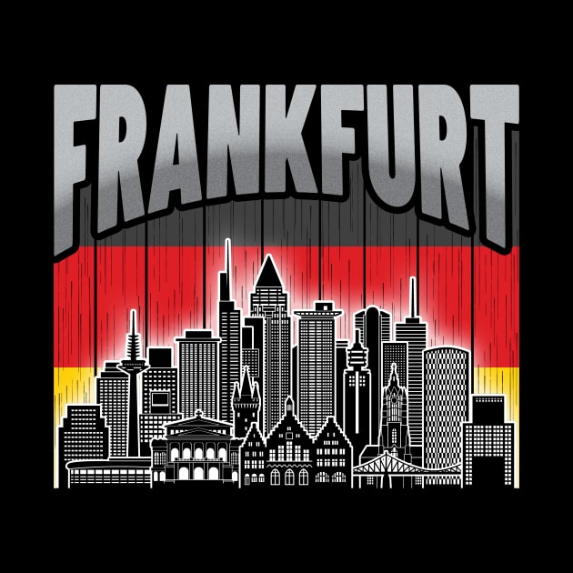 Frankfurt Germany Skyline Vintage German Flag by travel2xplanet