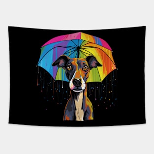 Whippet Rainy Day With Umbrella Tapestry