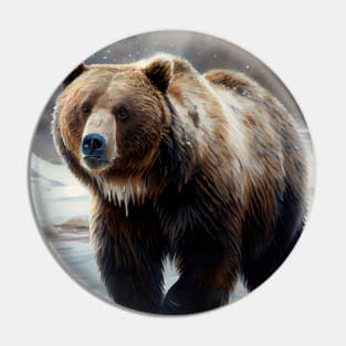 Arctic Grizzly Bear-Oil paint Pin